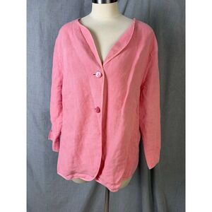 OSKA Pink Linen Button Front Top Size 4 Relaxed Minimalist Artwear US 12/14